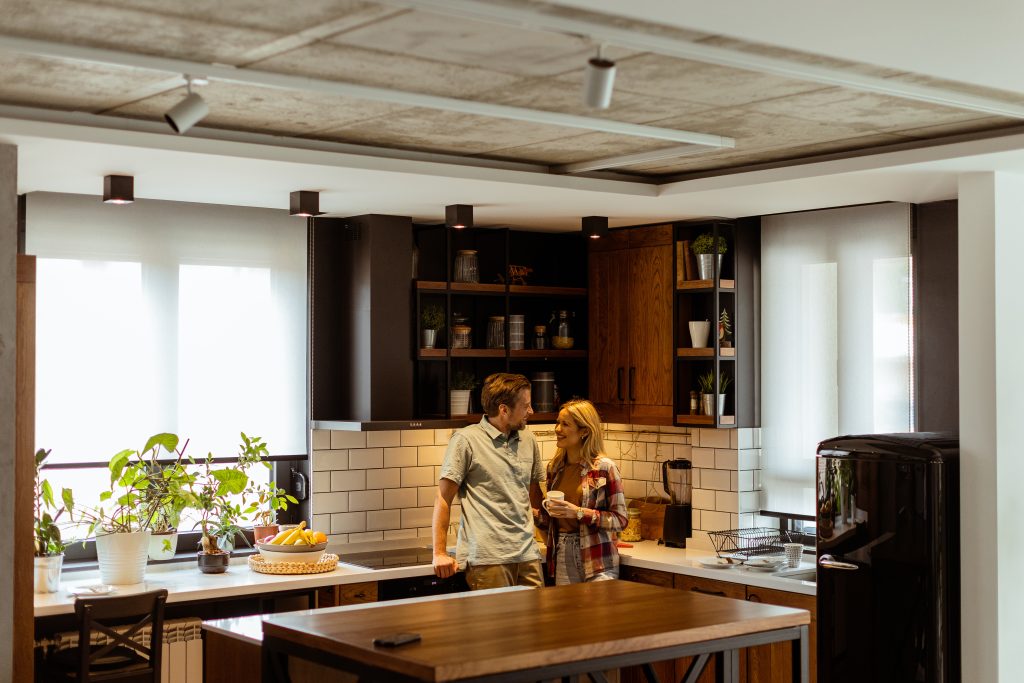 mixed materials used in a kitchen remodel 
